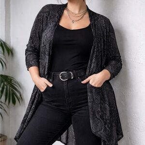 Lane Bryant Size 20 Black Snake Print Waterfall Open Front Cardigan Plus